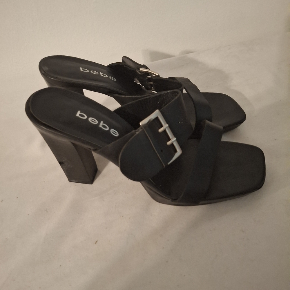 Bebe Black Women's Heeled Sandals With Buckles
